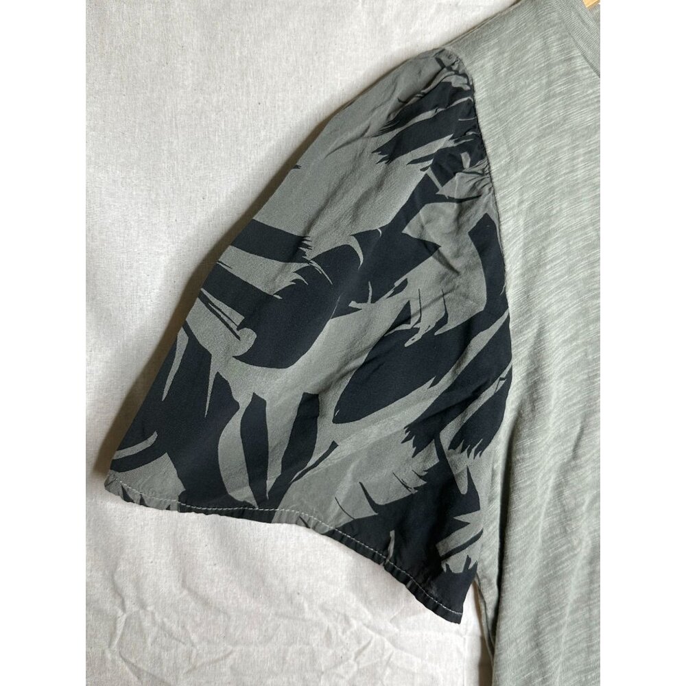 Anthropologie T. LA Puffy Camo Short‎ Sleeve Shirt size XS Green - Picture 4 of 7